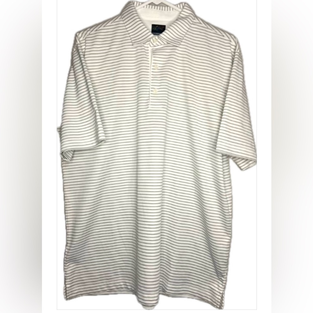 Greg Norman golf polo. Gray and white. Size Large